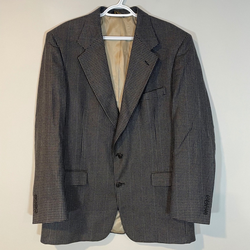 Racquet Club Mens Houndstooth Blazer Sport Coat Wool Two Button 46R Colorful
